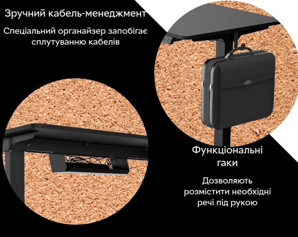 Стіл з електро-регулюванням висоти RZTK eDesk USB Black 1200 х 600 мм