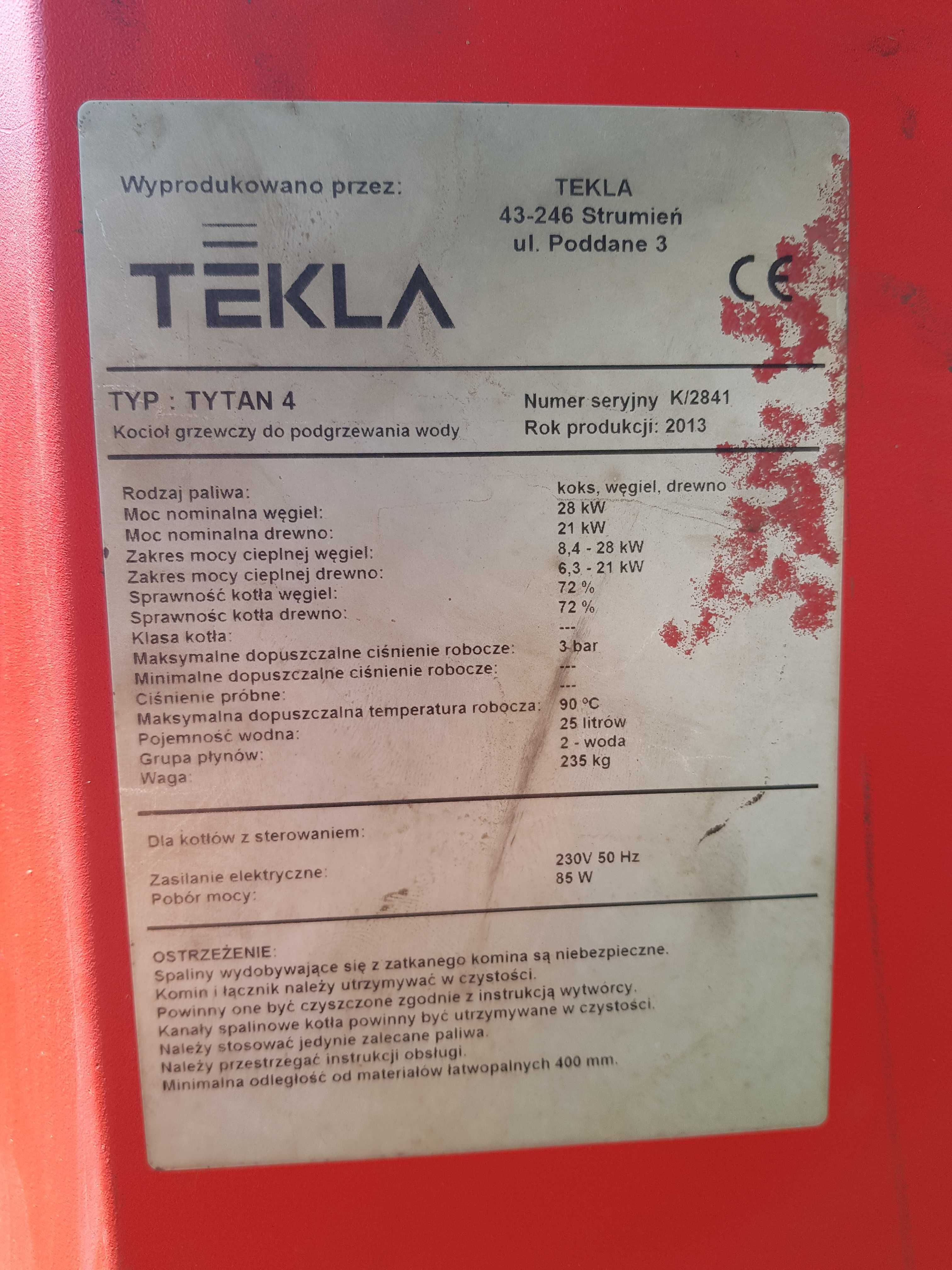 Piec Tekla Tytan 4, moc max 21/28kW