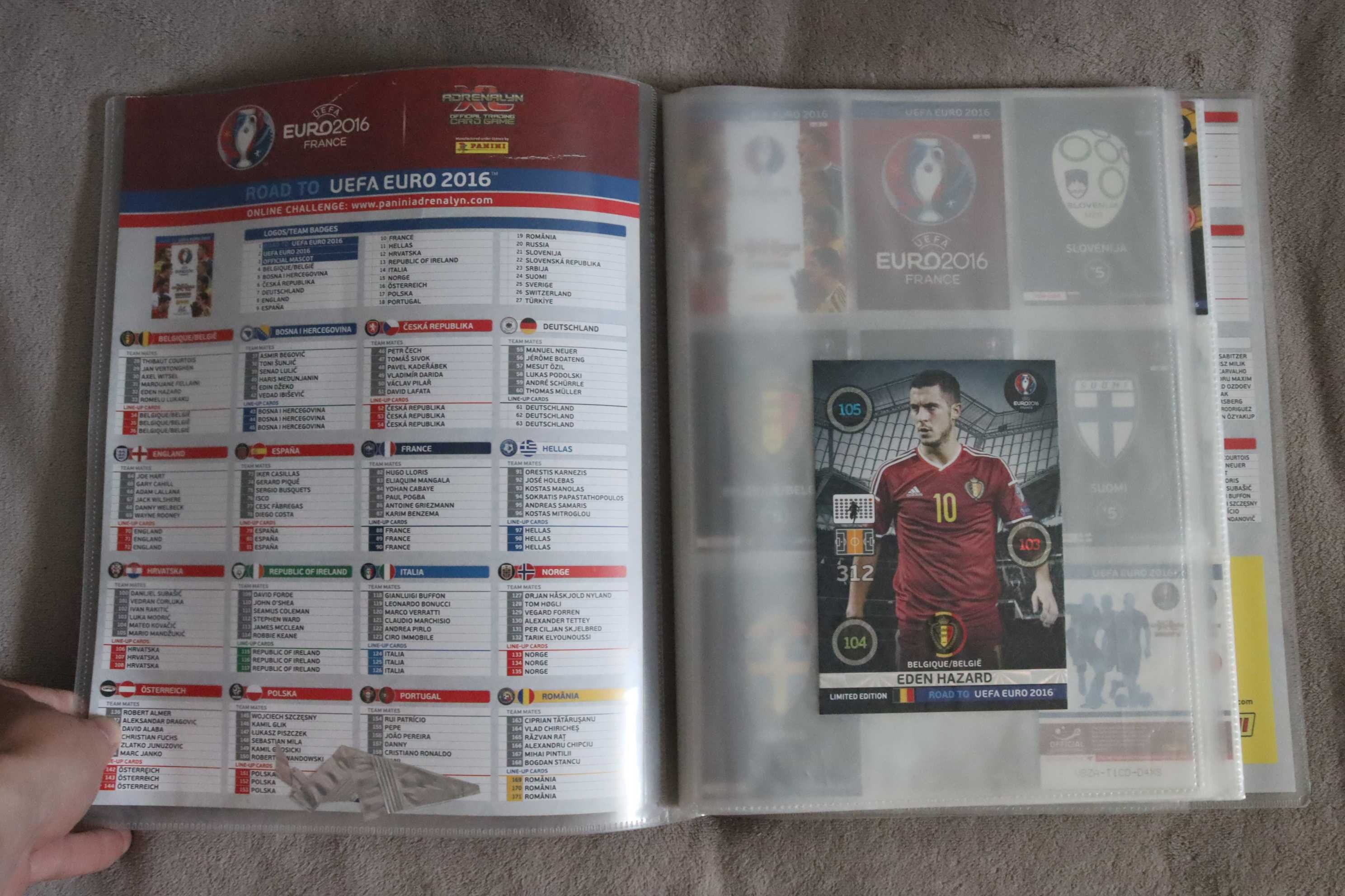 UEFA EURO 2016 karty piłkarskie (100) + klaser + plakat