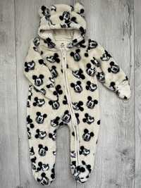 H&M 74cm 6-9m futerkowy kombinezon beżowy Disney Mickey Mouse