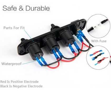 [NOVO EM STOCK] Carregador digital 4 em 1, 12-24 V DC, duas portas USB