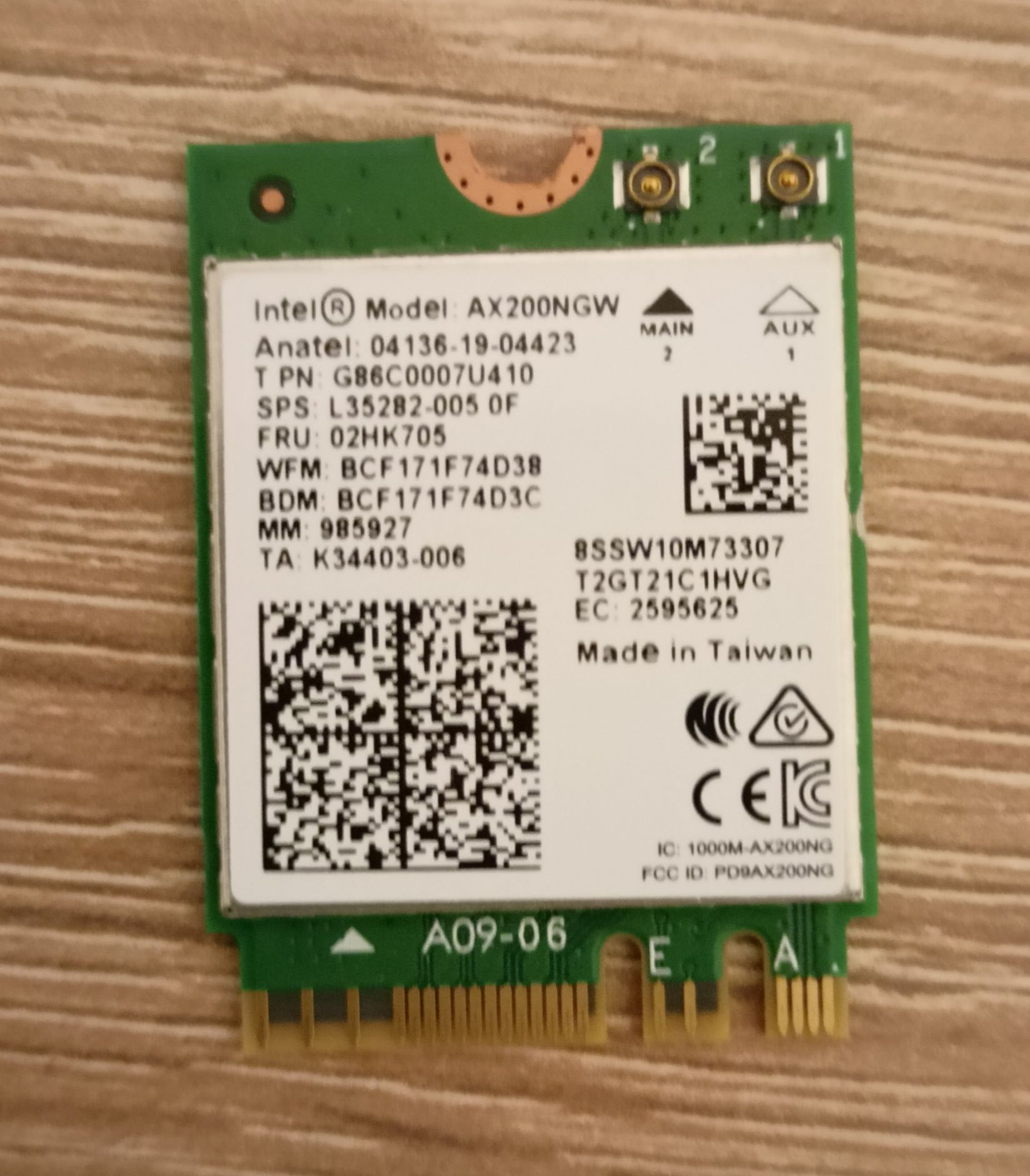 Адаптер WiFi 6 Intel AX200NGW та WiFi 6e AX210NGW 802.11ax + BT5.2