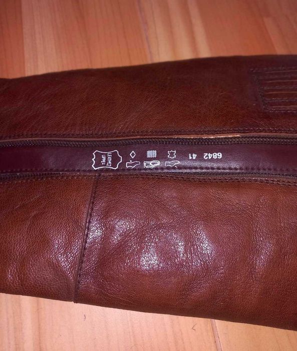 Коричневі жіночі шкіряні чоботи (осінь).