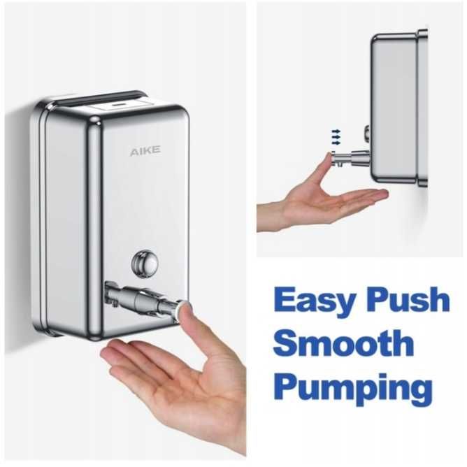 Dozownik do mydła AIKE naścienny ręczny ze stali nierdzewnej 500ml