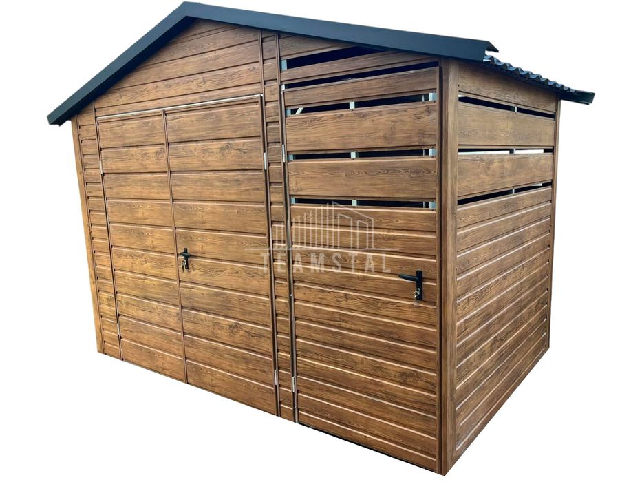 Schowek Domek Ogrodowy 2,5x2m + zabudowana wiata 1x2 drzwi dach TS823