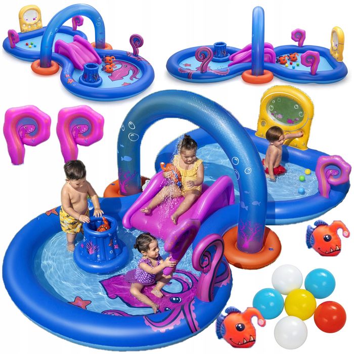 wodny plac zabaw dzieci dmuchany basen fontanna zjeżdżalnia+zabawki