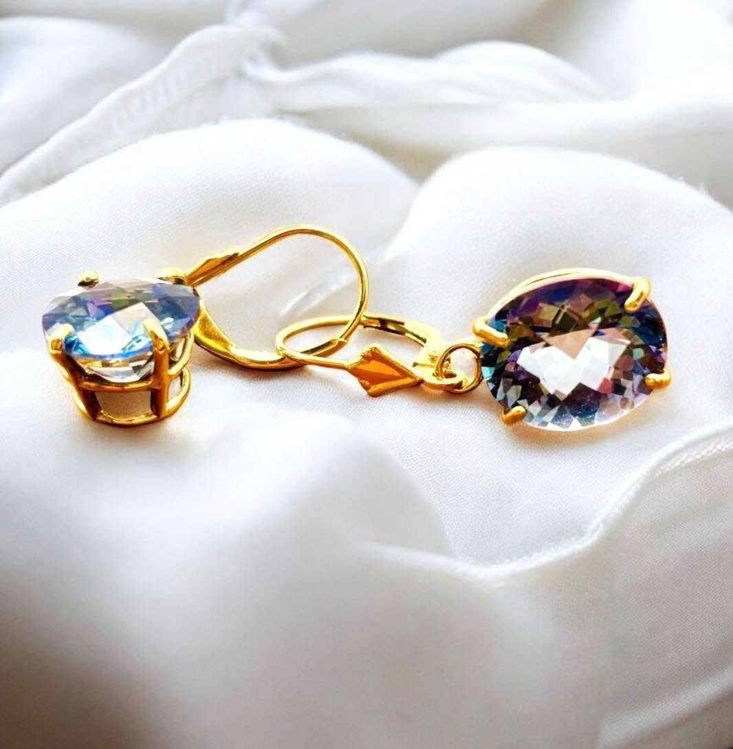 Złote kolczyki z olśniewającym kamieniem - mystic TOPAZ!