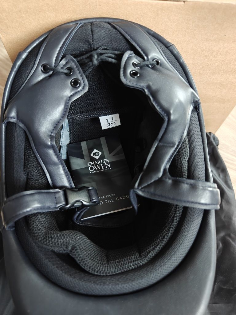 Kask jeździecki Charles Owen Ayr 8 leather 57cm ciemnogranatowy