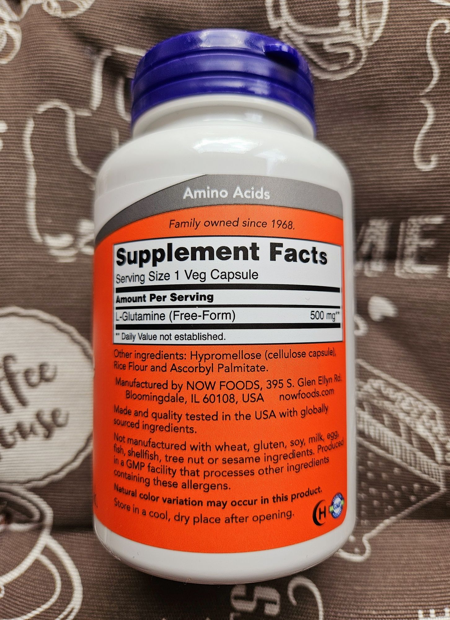 Now Foods L Glutamine 500 1000 мг глютамін л-глутамин 120 капс