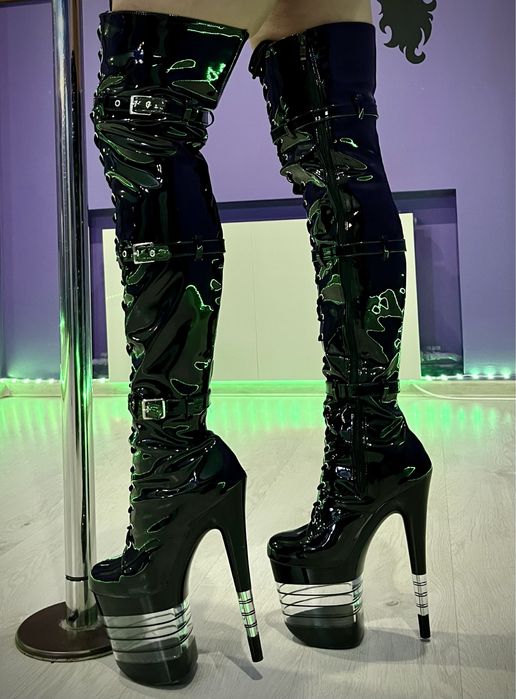 Ботфорты стрипы лаковые черные 39 размер