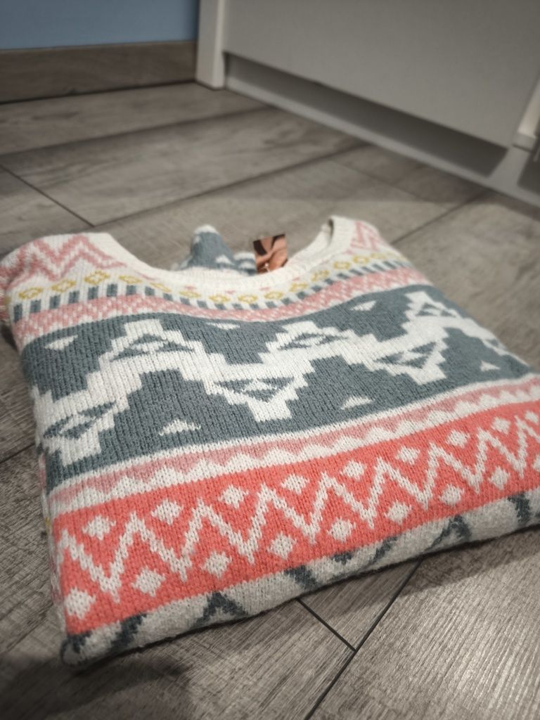 Sweter piękne wzory świąteczny zimowy ciepły s/m