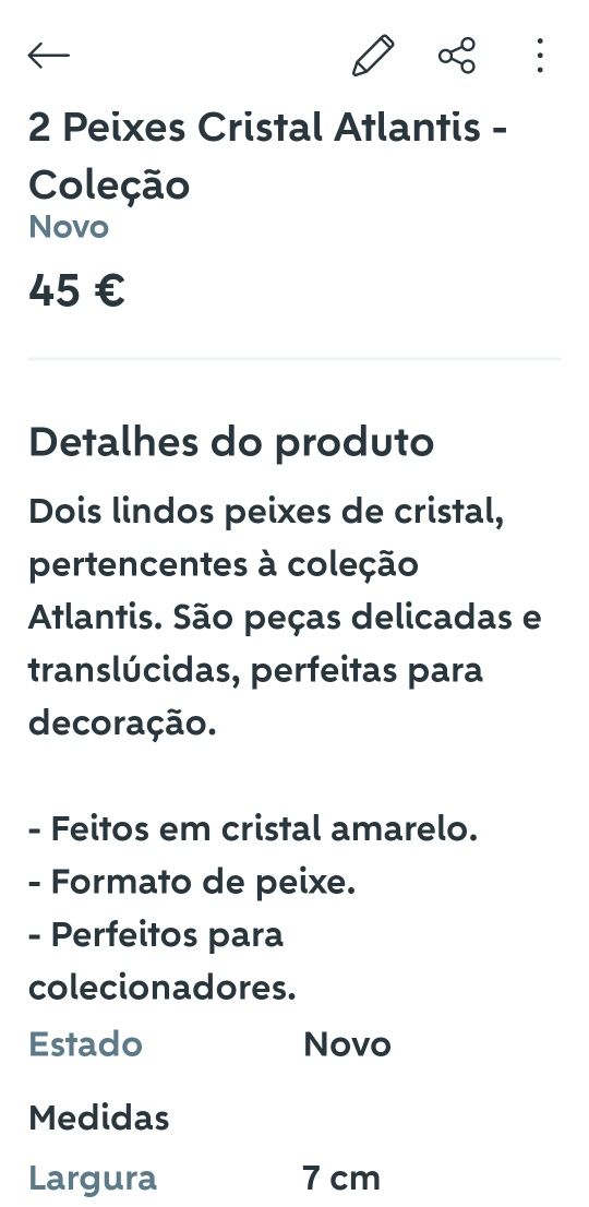 Coleção 2 Peixes de Cristal Atlantis