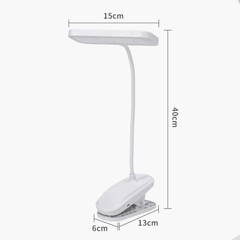 Гибкая настольная LED лампа 5V с клипсой на аккумуляторе