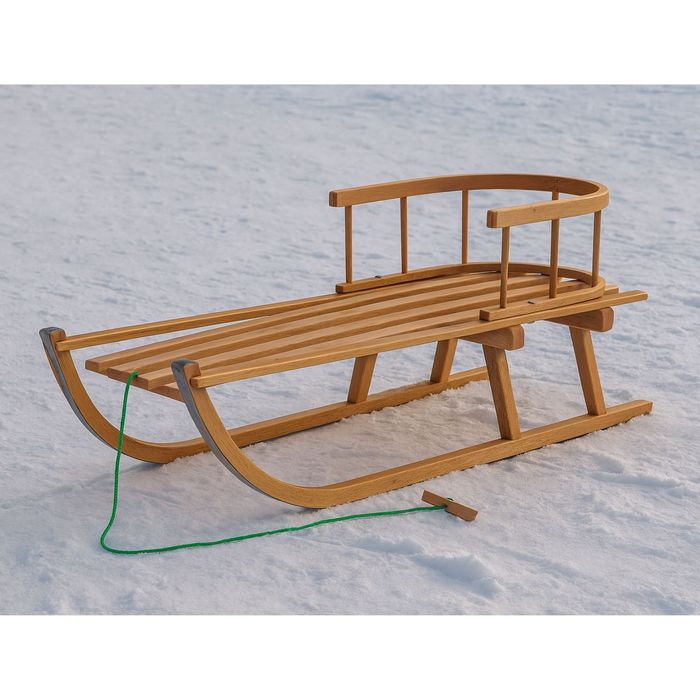 Sanki Drewniane Solidne Polskie Z Oparciem Dla Dzieci Podnóżki Zima fv