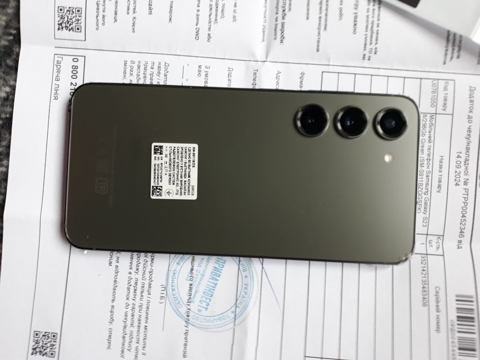 Samsung S23,  НОВИЙ, 256 GB, 58 днiв, куплявся в Києвi, офiцiйний з га