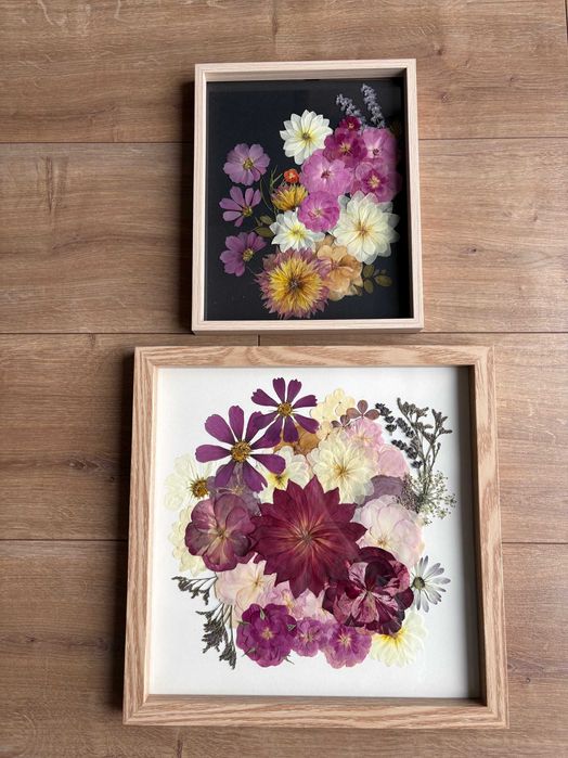 Obraz z kwiatami suszonymi 33x33 cm "Westchnienie romantyczności"