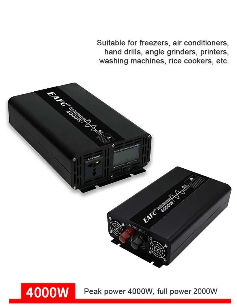 Інвертор EAFC 4000W, 12В - 220В, з чистою синусоїдою