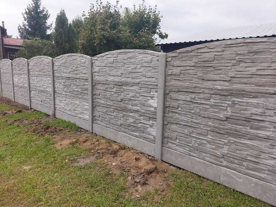 Przęsło betonowe ogrodzenie piaskowiec GŁADKIE deska Transport Montaż