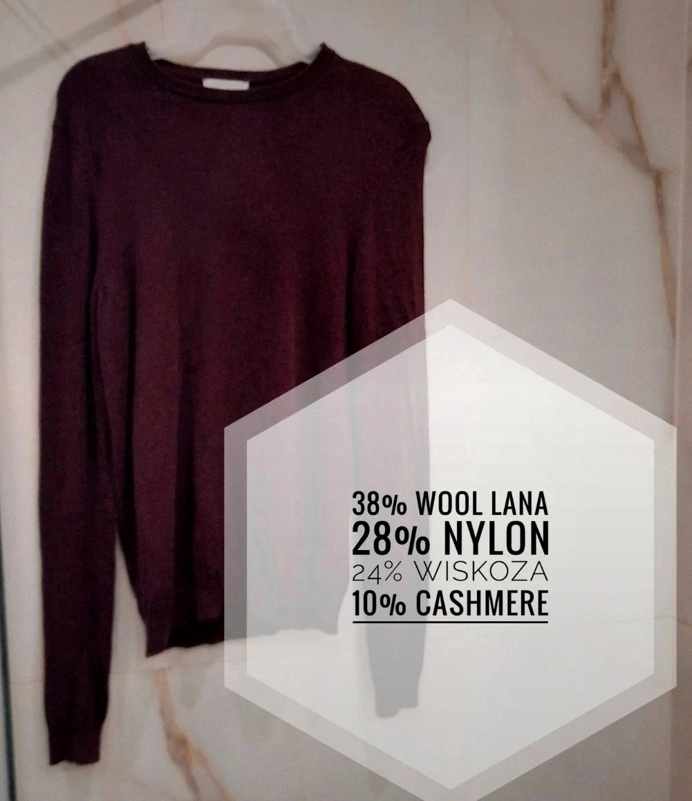 Sweter z wełny i kaszmiru w kolorze wina