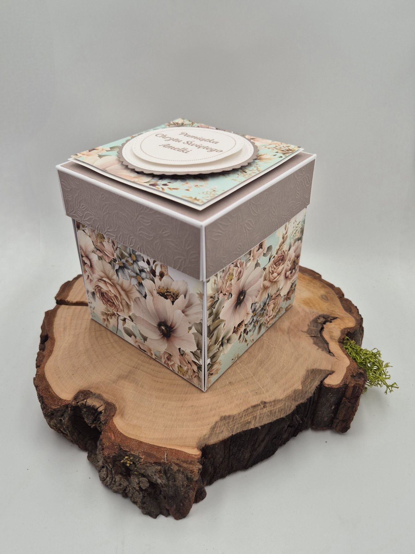 Exploding box Pamiątka Chrzest Święty dziewczynki prezent kwiaty