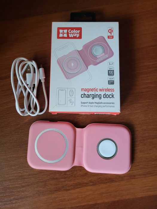 Подвійний зарядний пристрій СolorWay MagSafe Duo Charger 15W