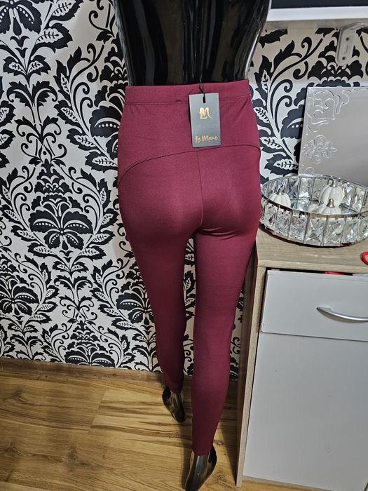Bordowe legginsy nowe