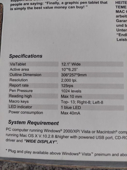 Графічний планшет Vistablet WCK-C121