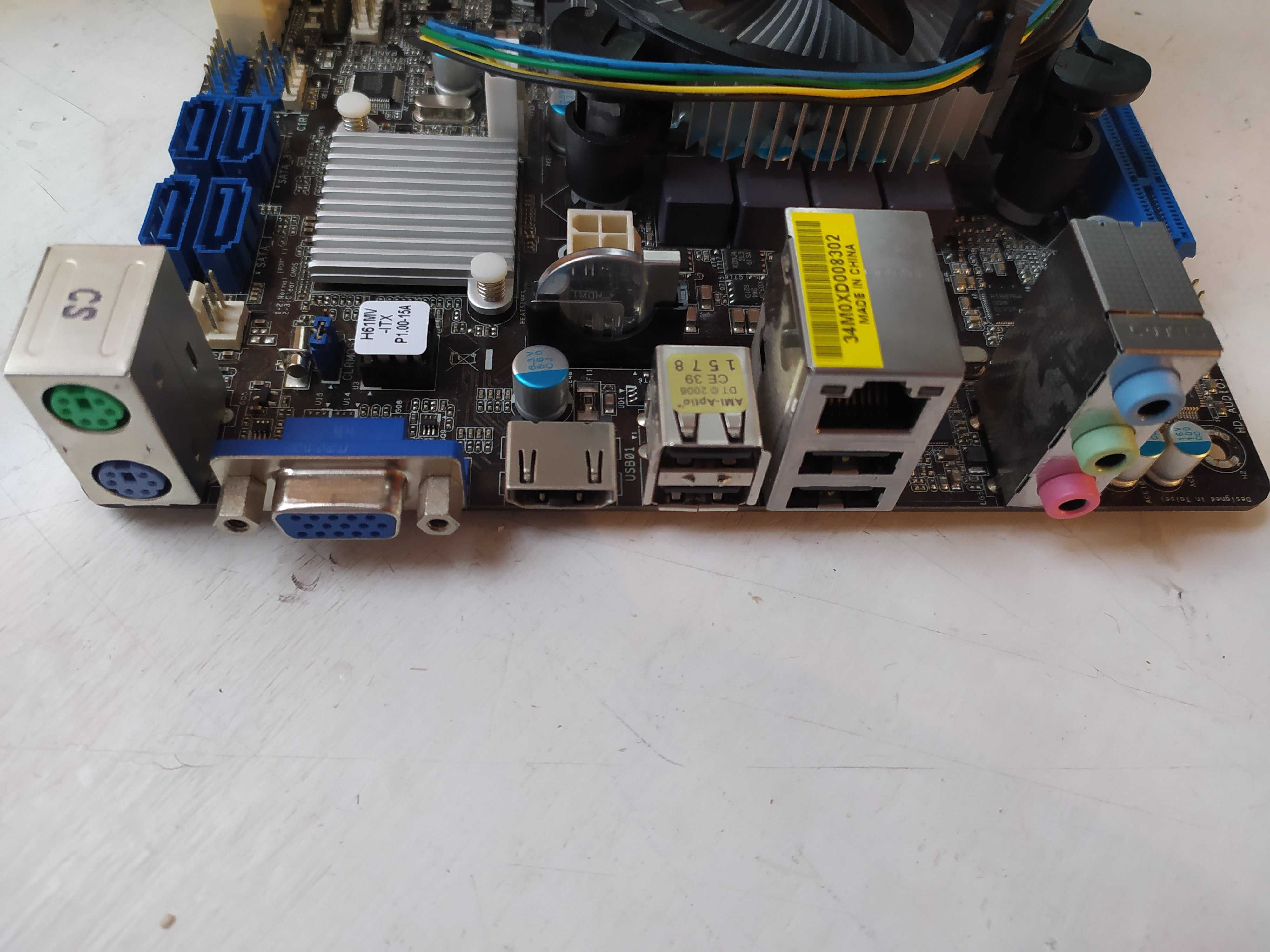плата Asrok H61MV-ITX, сокет 1155, +DDR3 4гб, +процессор Celeron G1610
