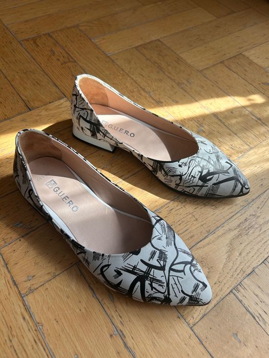 Baleriny damskie skórzane