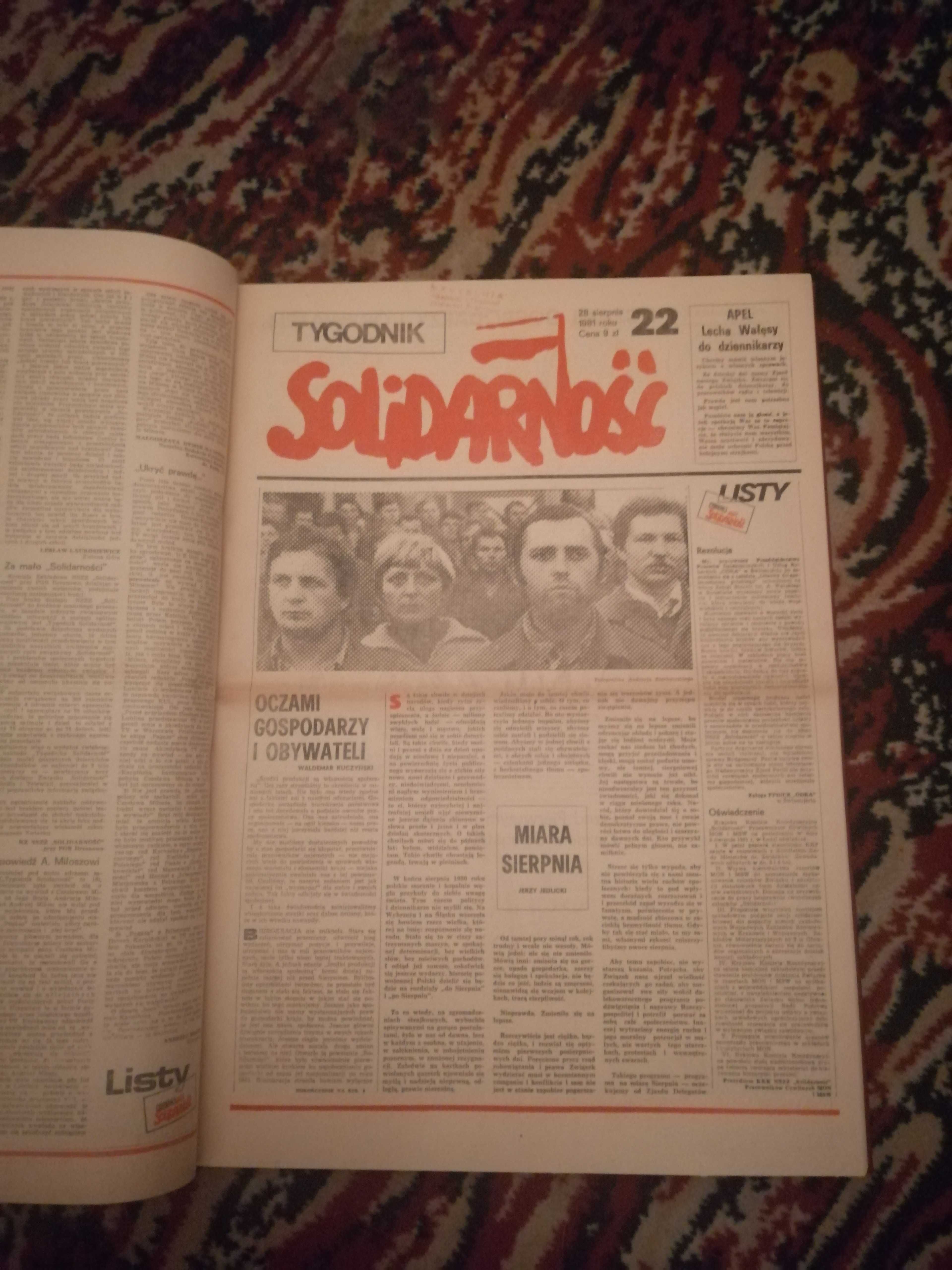 TYGODNIK SOLIDARNOŚĆ 1981 kpl. 37 numerów