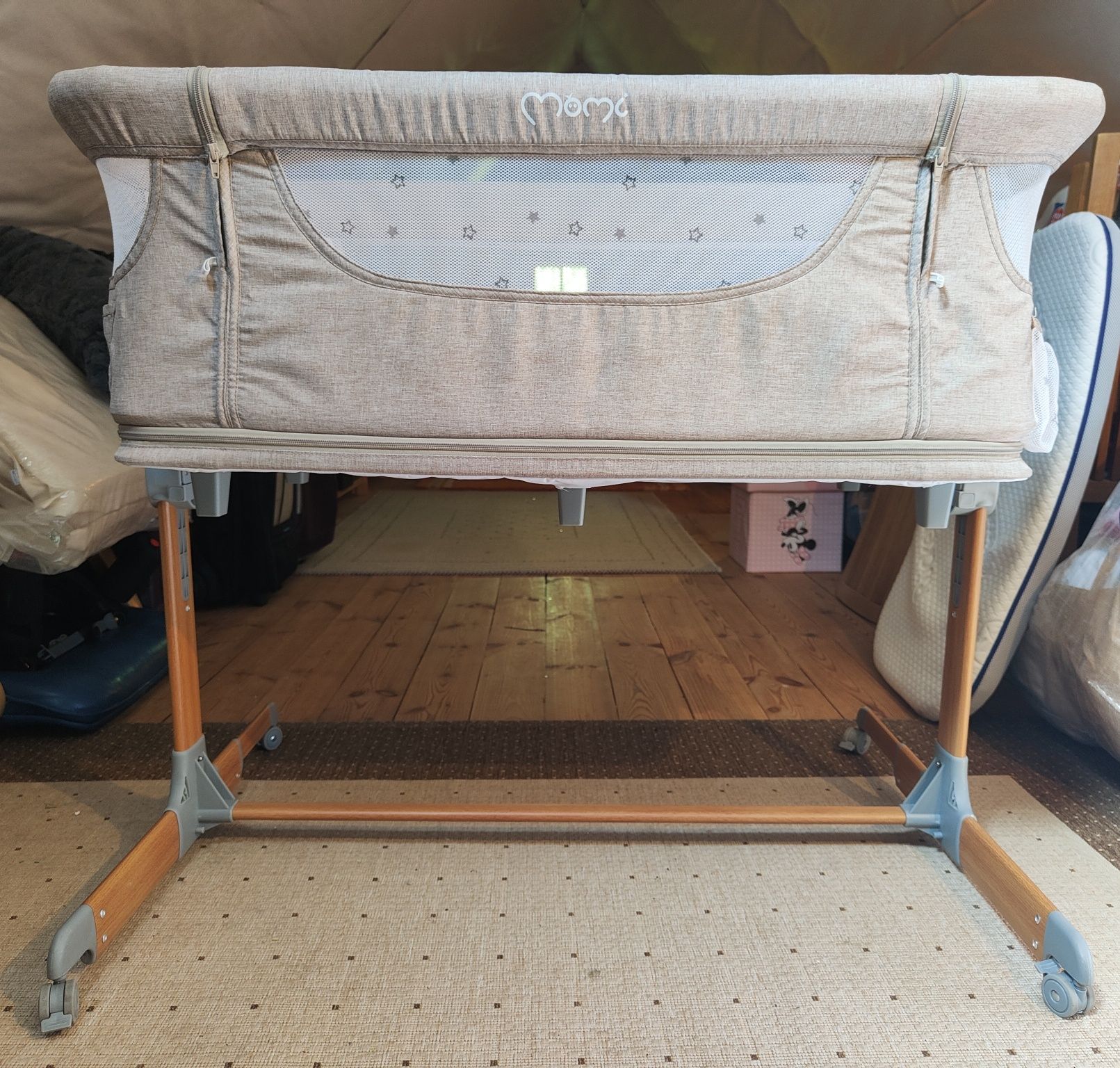 łóżeczko dostawne MoMi Smart Bed 4w1 + materac Rucken