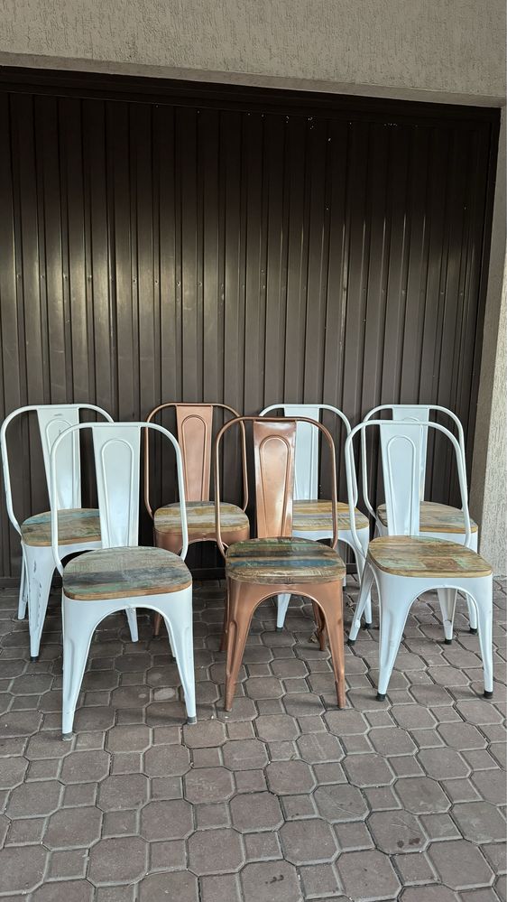 Komplet krzeseł metalowych industrialnych loftowych 7szt