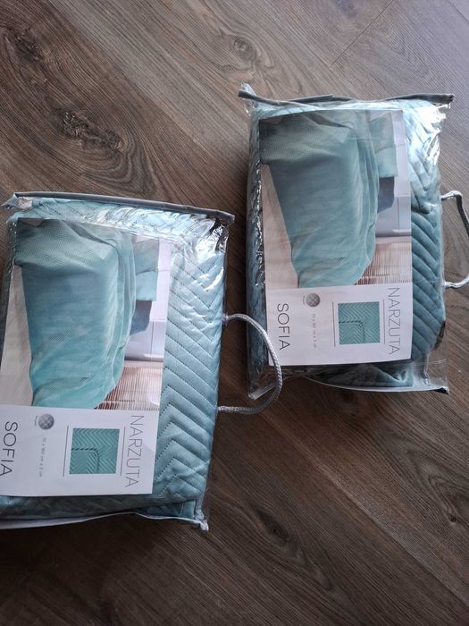 Narzuty dekoracyjne na fotel lub kanapę dwie 70 x 160 Welurowe Mięta