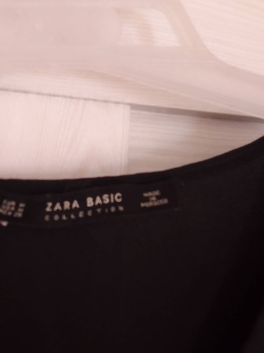 Tunika damska ZARA BASIC M nowa czarna z białym dołem
