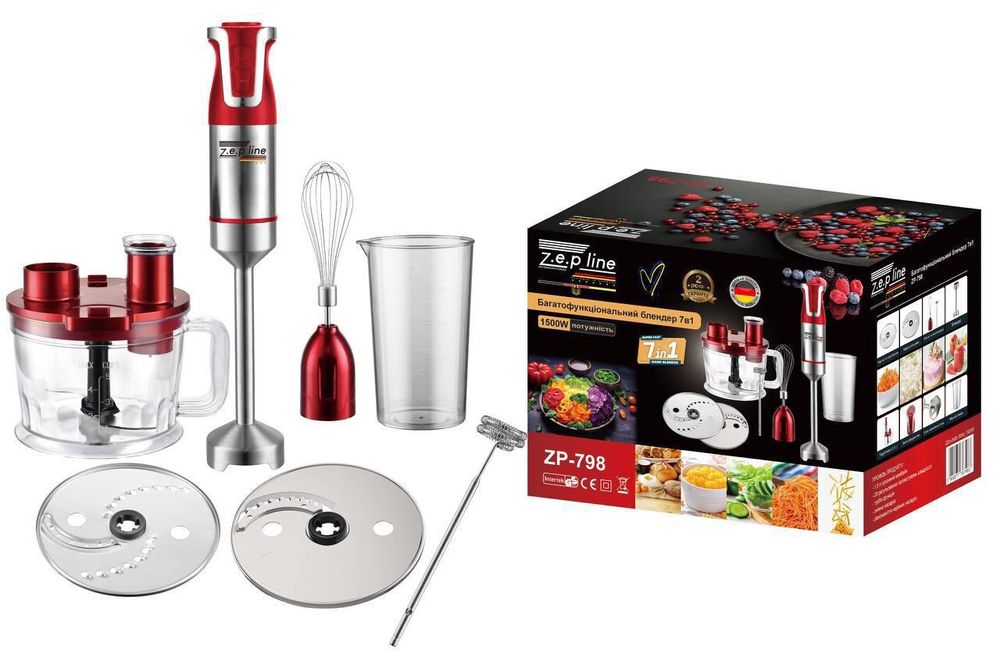 Многофункциональный блендер Zepline 7в1 1500Вт ZP-798 Красный