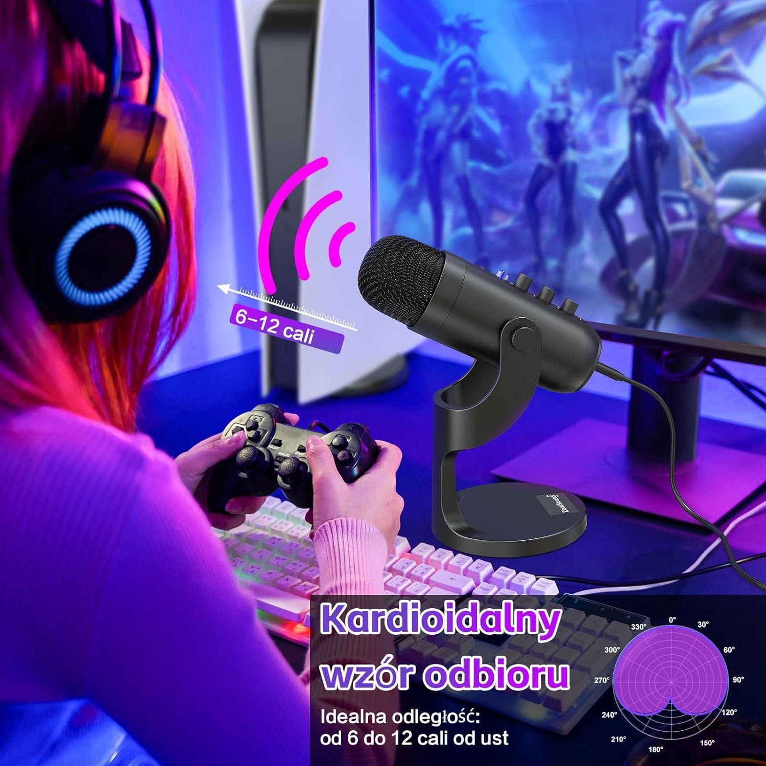 K66 Pojemnościowy mikrofon USB telefon/PC/PS4&PS5 podcasty/Twitch