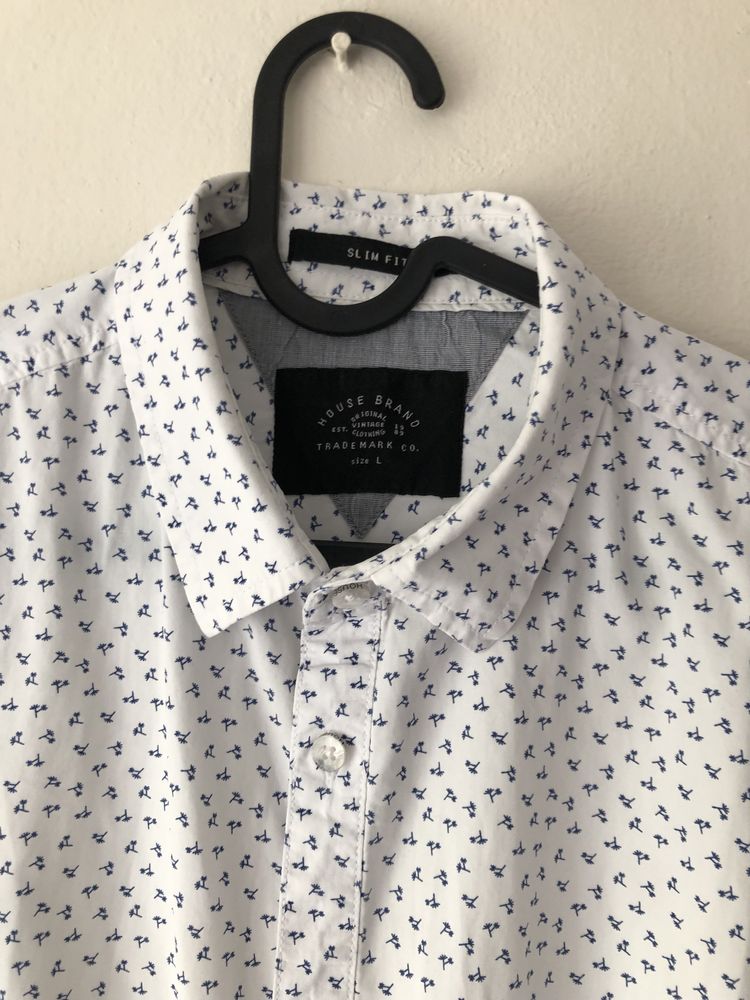 Koszula męska House M kwiaty wzory casual smart