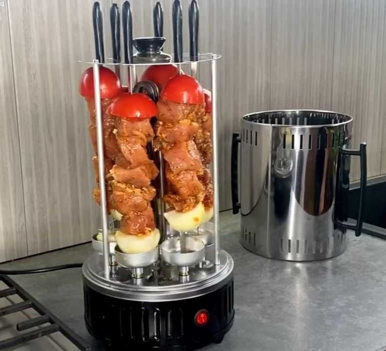 Электрошашлычница 6 шампуров вертикальная нержавейка электромангал