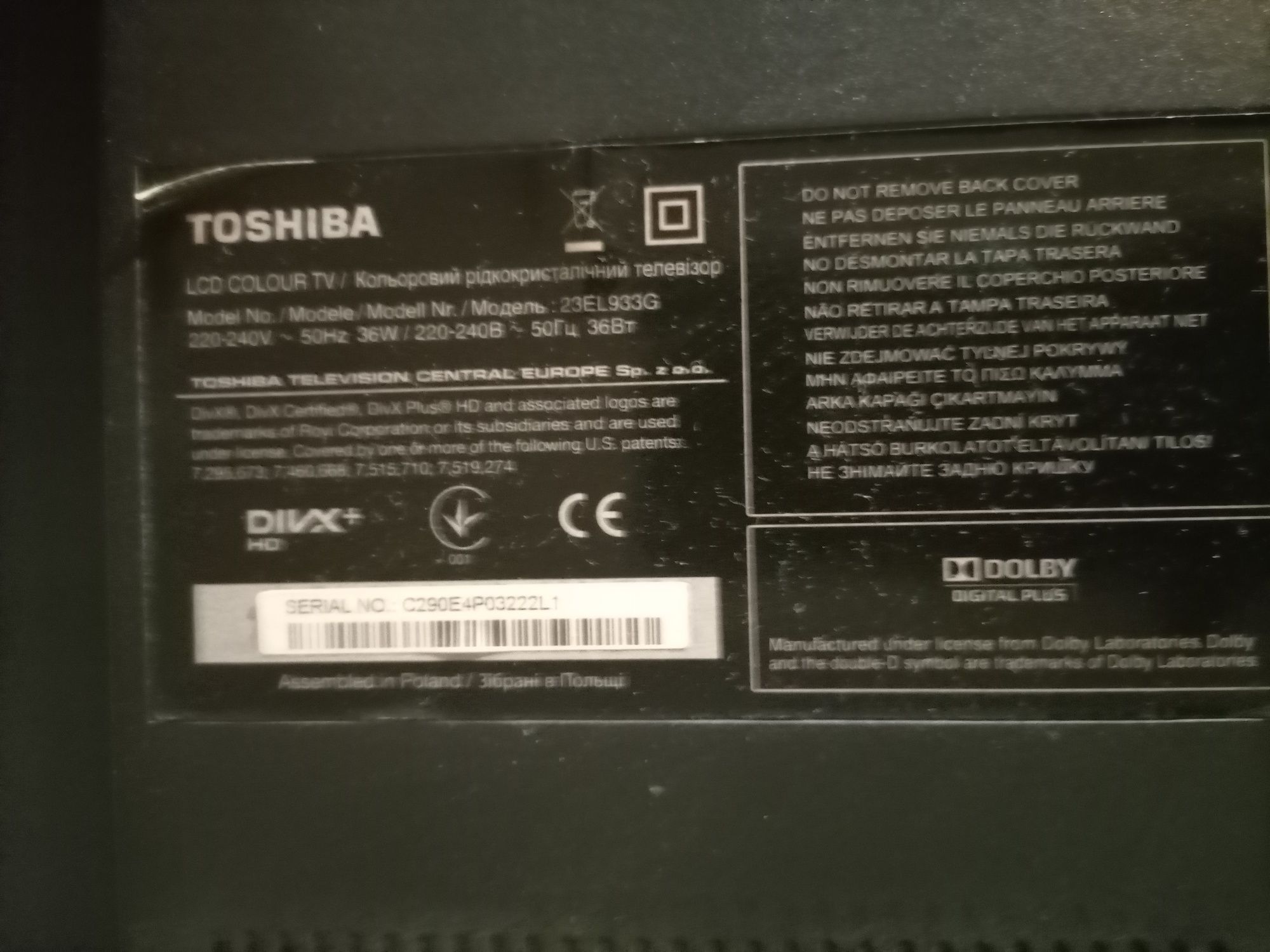 Toshiba 23 Hdmi 2   Usb 1