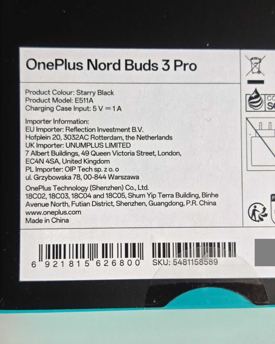 Słuchawki bezprzewodowe Bluetooth ANC OnePlus Nord Buds 3 Pro czarne