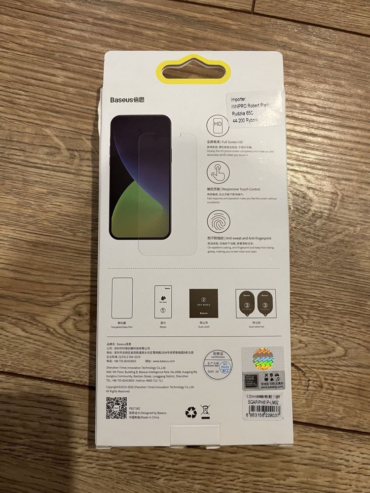 Baseus 2x szkło hartowane iphone 13 / 13 pro 6.1” zestaw