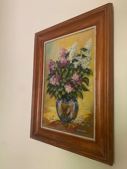 Bez w wazonie - obraz olejny na płótnie