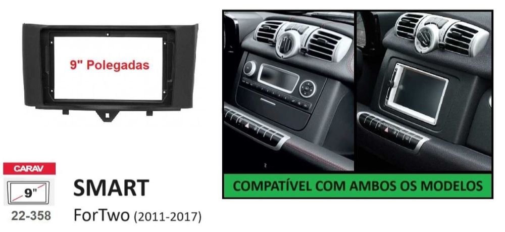 Radio 2 DIN Smart Four two / ForFour (2007 a 2017) + GPS + Carplay