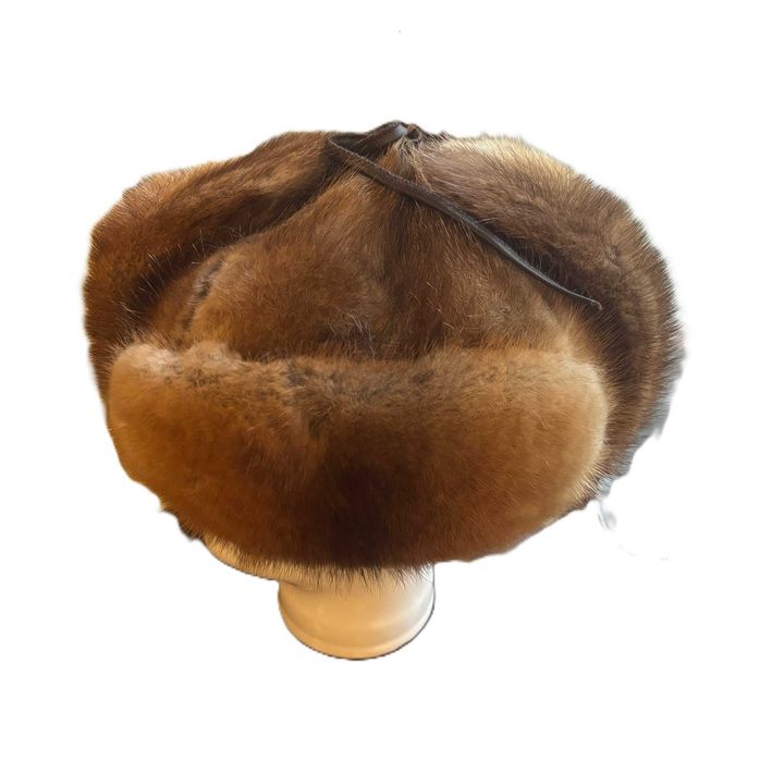czapka futrzana z norki ,typu  uszatka ,żywago ,jasny braz ,nowa