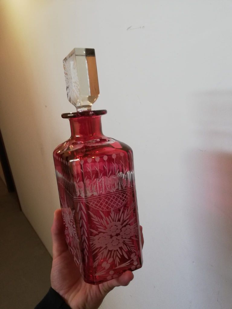 Garrafa de cristal lapidada