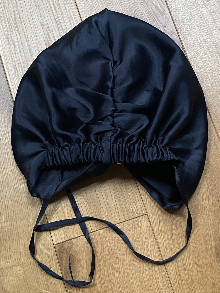 Curl Girl Turban 100% Jedwab Silk Czarny Czapka