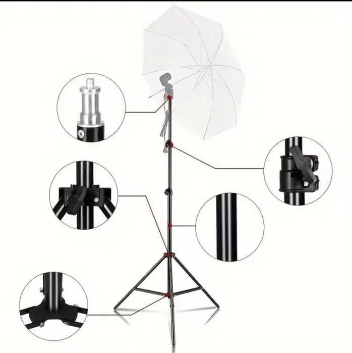 Штатив тренога для кольцевых LED ламп, 200 см высотой, телескопическая