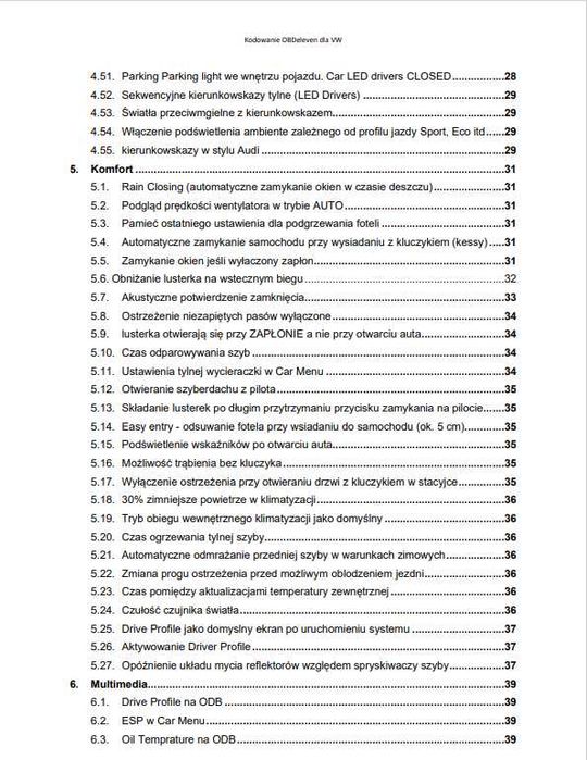 FULL ZESZYT KODOWAŃ dla VCDS VCP ObdEleven Pro VW Audi Skoda Seat PL