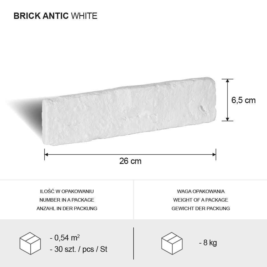 Cegła gipsowa - Brick Antic White