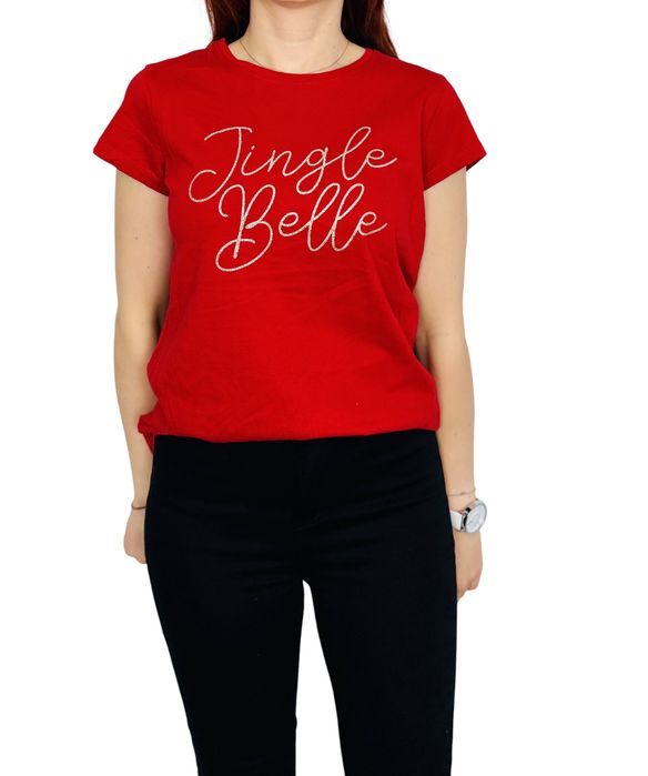 Czerwona koszulka z napisem „Jingle Belle” S 36